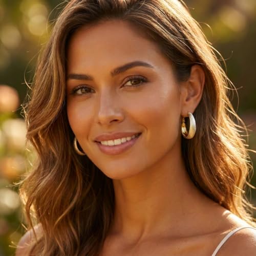 Sonateomber Gold Chunky Crystal Hoop Earrings for Women, Trendy Statement Sparkly CZ Rhinestone Thick Open Hoops Earings Hypoallergenic Wedding Prom Everyday Accessories Fashion Jewelry Gift - color: Gold White