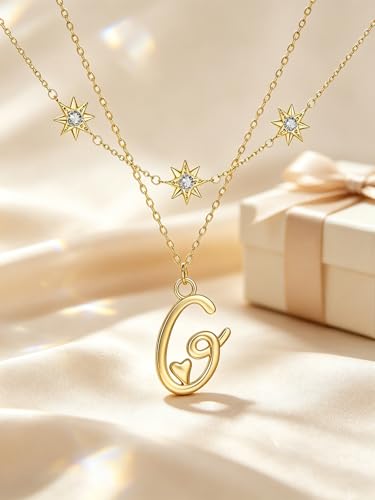 14K Gold A-Z Initial Lette Necklace Star Choker Women Necklace | Personalized Initial Jewelry, Meaningful Name Letter Gift for Women Wife Mom Friend, Perfect Present For Birthday/Anniversary - style: 14K Gold-G