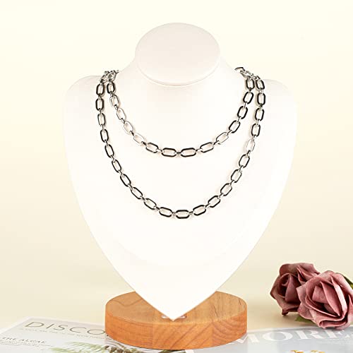 4.3 Yard Stainless Steel Jewelry Making Chain Bulk with Jump Rings and Lobster Clasps, Silver Paperclip Chain for Women Men Necklace Bracelet Jewelry DIY Making - color: Steel Rolo