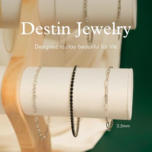 DESTIN Jewelry 18K Gold Plated Paperclip Chain Necklace, 2.5-6.5mm | Waterproof, hypoallergenic and tarnish-resistant adjustable stainless steel layering chain for women. - color: Stainless Steel, size: 9", style: 2.5 MM