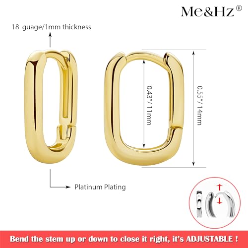 Me&Hz Gold Huggie Earrings Small Huggie Hoop Earrings for Women 14K Gold Plated Hypoallergenic Cubic Zirconia Huggies Mini Silver Hoop Earring for Women - color: Square, Gold