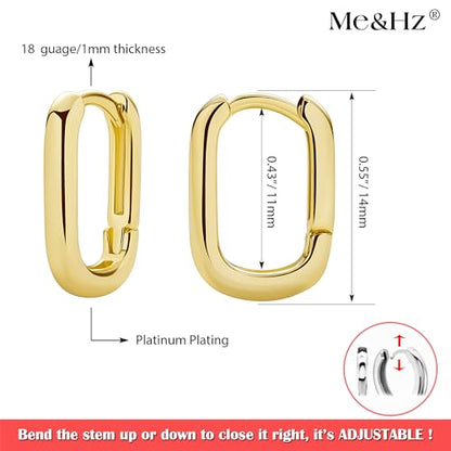 Me&Hz Gold Huggie Earrings Small Huggie Hoop Earrings for Women 14K Gold Plated Hypoallergenic Cubic Zirconia Huggies Mini Silver Hoop Earring for Women - color: Square, Gold