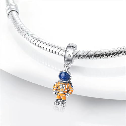 Charm for Bracelets and Necklaces, Heart Animals 925 Sterling Silver Bead Celestial Sun Moon Star Charms Jewelry Gift for Women Girls - color: Astronaut Dangle Charm