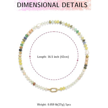 CONRAN KREMIX Colorful Stone Beaded Necklace for Women,Natural Gemstone Bead Choker Necklaces Boho Summer Beach Layering Necklace Jewelry Gift for Women - color: Colourful-B