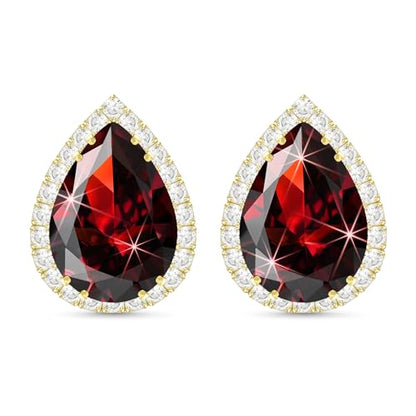 Linawe Women Stud Earrings, Teardrop Diamond Moissanite Cubic Zirconia Earrings Studs Rhinestone Jewelry Gold/Silver/Rose Gold - color: Gold,Jan