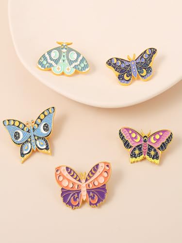 Cartoon Animal Enamel Brooch Set Cute Butterfly Duck Cat Lapel Pins for Backpacks Jacket Decoration Gifts for Friends - style: Butterfly