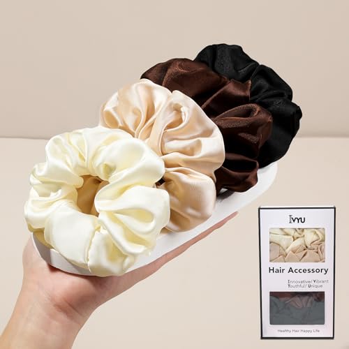 Hair Scrunchies for Women - Hair Ties No Damage Both for Thick Hair or Thin Hair Curl Hair No Crease Scrunchies Ponytail Holder No Hurt Your Hair - color: Light Brown