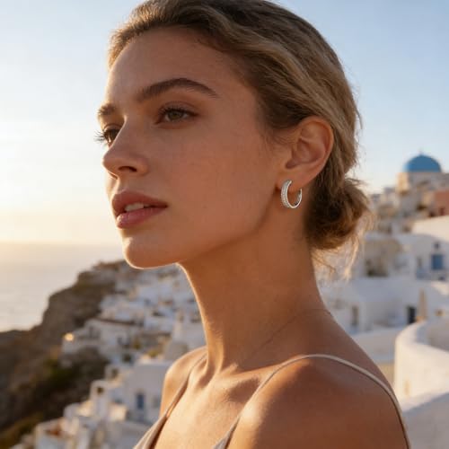 D-Color VVS1 Moissanite Hoop Earrings for Women 925 Sterling Silver Earrings Emerald Cut Pave - style: 925 Sterling Silver-Emerald Moissanite 1