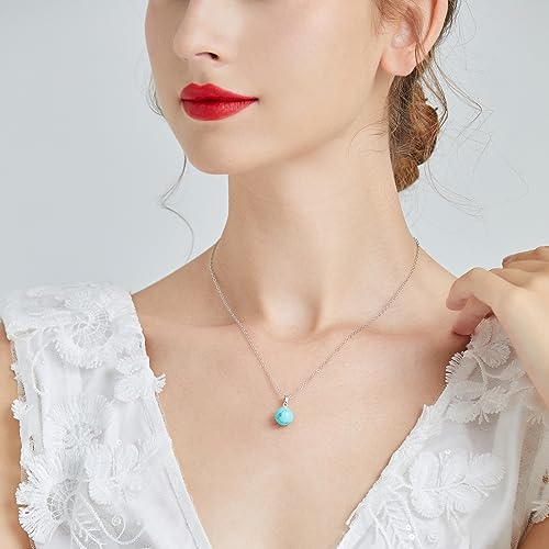 Natural Jade Necklace for Women Sterling Silver Adjustable Handmade Green Jade Pendant Necklaces Healing Crystal Necklace Good Luck Gift for Her - style: Turquoise Necklace