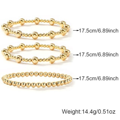 Gold Bracelets for Women, Beaded Cross Stack, Non Tarnish Set，Set-1 | Gold Beaded Bracelet Stack with Stretch Fit, Waterproof Finish and Dainty Design for Everyday Wear and Gifts - color: Colors-13