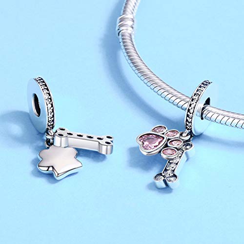 Dog Paw Charm for Charms Bracelet Pink Crystals Paved Dangle Charms Birthday Jewelry Gifts for women - style: dog charm