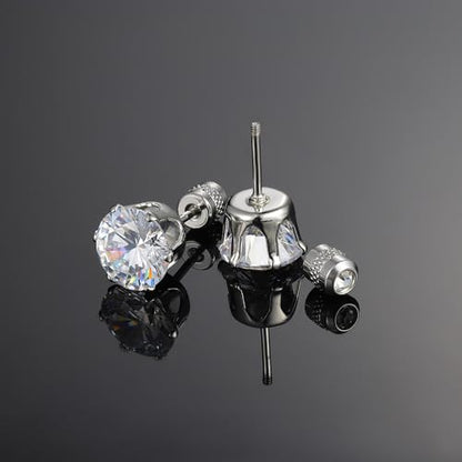 VOLUKA Cubic Zirconia Stainless Steel Screw Flat Back Earring - Hypoallergenic Stud Earrings for Women & Men - 316L Titanium CZ Stud Earrings for Nickel-Free, Trendy & Elegant - color: 6 Pairs- 3-8mm Screw Back -White