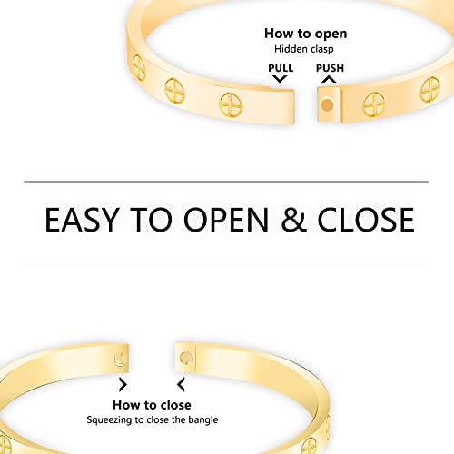 2-Pack Friendship Bracelets for Women, 18K Gold Plated CZ Cuffs - size: X-Large