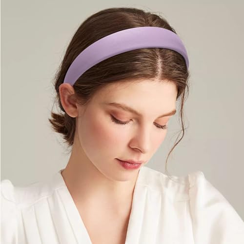 WantGor 1 Inch PU Leather Headband, Wide Padded Hairband Fashion Hair Bands | Cute Womens Headbands Holiday DIY Hair Accessories (Purple) - color: Purple