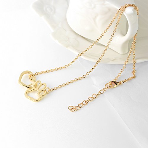 Sisadodo Paw Print Necklace for Women Girls Dog Cat Pet Footprints Choker Necklace Jewelry for Birthday Christmas Gifts Gold