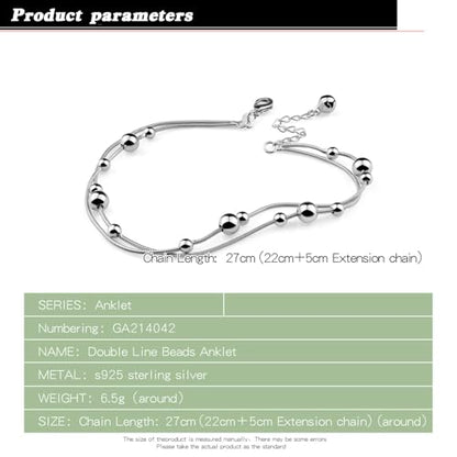 Womens Anklet 925 Sterling Silver Layered Anklet Bracelet Dainty Beaded Foot Chain Adjustable Summer 24k Gold Plated Beach Jewelry Gift - color: Snake chain Silver