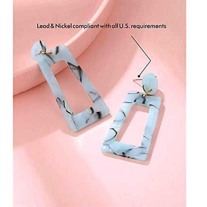 25 Pairs Acrylic Resin Statement Earrings Set for Women Mottled Hoop Fashion Drop Dangle Jewelry Hypoallergenic for Sensitive Ears - style: Cool