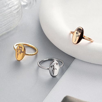 MignonandMignon Birth Flower Ring, Birth Flower Signet Rings | Choose a poppy ring or lily ring, laser engraved on tarnish-resistant stainless steel with gold or silver plating.