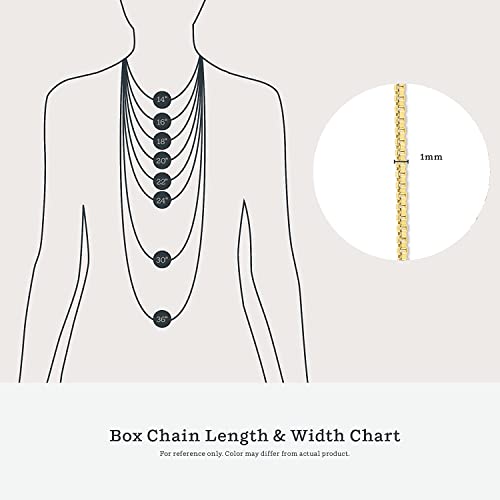 KEZEF 18K Gold Plated 925 Sterling Silver Box Chain Necklace for Women, 1mm Thin & Sturdy Italian Chain Necklace, Rose Gold & Silver Available, 15/16/18/20/22/24/30 - Inch - color: Gold, size: 26 Inch