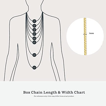 KEZEF 18K Gold Plated 925 Sterling Silver Box Chain Necklace for Women, 1mm Thin & Sturdy Italian Chain Necklace, Rose Gold & Silver Available, 15/16/18/20/22/24/30 - Inch - color: Gold, size: 26 Inch