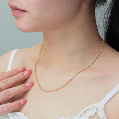 14K Gold Plated Paper Clip Chain Link Necklace Satellite Chain Necklace for Women - color: Dainty Ball Chain