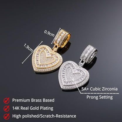 Lulu Mel Silver Heart Necklace 14K Gold Plated Heart Pendant Cubic Zirconia Necklace for Women Men, Iced Out Love Necklace Jewelry Gift Valentine's Day/Mother's Day/Christmas/Anniversary/Birthday Gift - color: Silver, style: Small Heart
