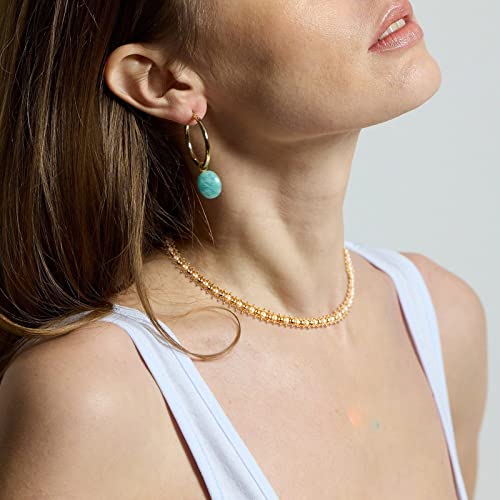 MTMY Beaded Necklaces for Women 14K Gold Plated Dainty Colorful Green/Rose Beaded Pearl Choker Necklace Delicate Boho Choker Necklace Jewelry Gift - style: Pearl beads