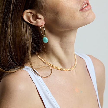 MTMY Beaded Necklaces for Women 14K Gold Plated Dainty Colorful Green/Rose Beaded Pearl Choker Necklace Delicate Boho Choker Necklace Jewelry Gift - style: Pearl beads