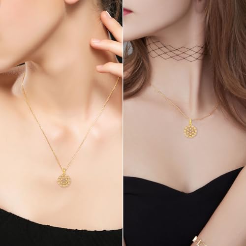 Ahiller Women's Necklace, Dainty Pendant Choker, Adjustable Chain | Heart Initial & Round Pendants, Daily Necklace,17-21" Adjustable Necklaces, Trendy Minimalist Jewelry, Stainless Steel Chain - color: ZF-Gold, style: Other Shapes - Multi-Color