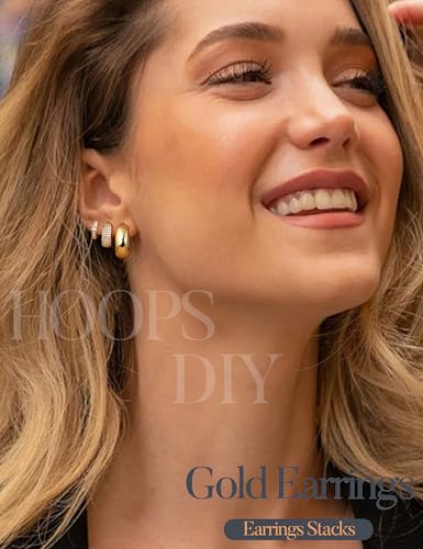 LOLIAS Small 14K Gold Plated Chunky Hoop Earrings for Women Hypoallergenic Silver Earrings Set for Sensitive Ears Non Tarnish Huggie Hoops Earring Stacks for Multiple Piercing Jewelry Lightweight 3Pairs - style: Chunky-14K Gold Plated