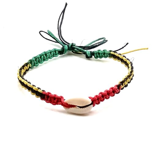 Shell Hemp Anklet - color: Rasta Reggae