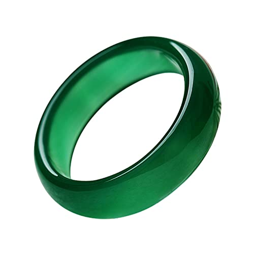 GIGB PBDK Natural Crystal Green Jade Ring for Woman Men,Minimalist Good Luck Ring Green Jade Rings Fengshui Cinnabar thumb Rings Valentine's Day Birthday jewelry - size: 8