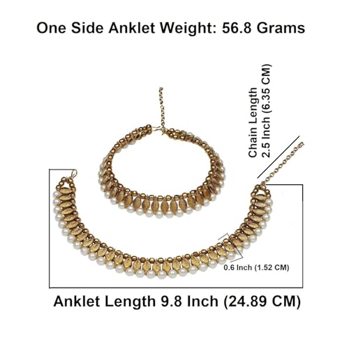 Efulgenz Indian Oxidized Anklets Faux Pearl Bridal Payal Ankle Bracelets