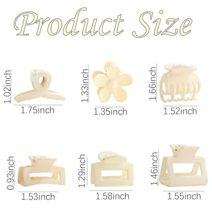 18Pcs Medium Hair Clips for Women Girls - Matte Love, Triangle, Ribbon and Semicircle Styles for Thin/Thick Hair, Cute Nonslip Accessories (White, Brown, Black) - color: White, Brown, Black