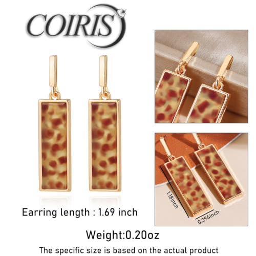 Coiris Rectangle Earrings for Women Geometric Stud Dangle Drop Jewelry Lightweight Colorful Print Statement Accessories - color: Leopard