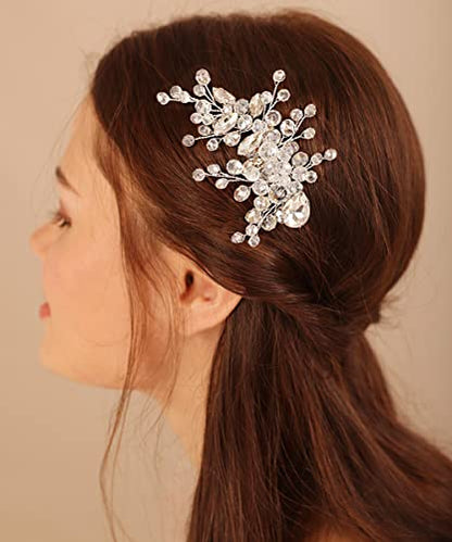 Xerling Silver Crystal Hair Clips for Brides Wedding Bling Rhinestone Headpiece Bridal Hair Accessories for Flower Girls Hair Barrettes (Silver) - color: Silver