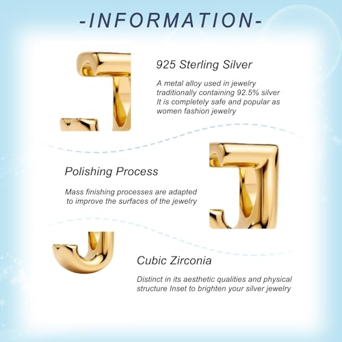 Gold Letter Charms A-Z for Bracelets 925 Sterling Silver Alphabet Initial Charms Beads Jewelry Gifts for Women - color: J