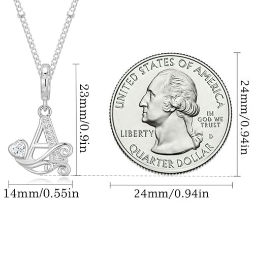 TIZU Initial Necklaces for Women - Dainty 14K Gold Plated Letter Pendant Trendy Personalized Initial A-Z Necklaces Jewelry Gift - color: Silver-A