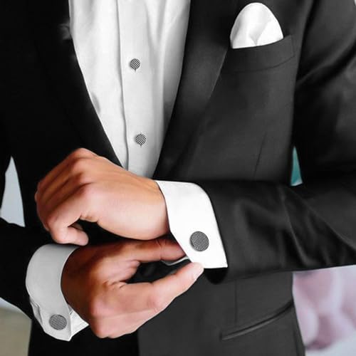 HAWSON Silver/Gold Cufflinks for Men with Tuxedo Shirt Studs,Men Accessories Jewelry with Gift Box,Gifts for Family,Best Friend on Wedding Business Birthday Anniversary - color: Gunmetal ( Cufflinks with 6 pcs studs)