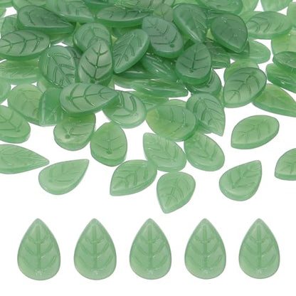 PATIKIL Leaf Beads, 50Pcs Crystal Translucent Czech Glass Beads for DIY Jewelry Making Bracelets Necklace, Jade Green - color: Jade Green