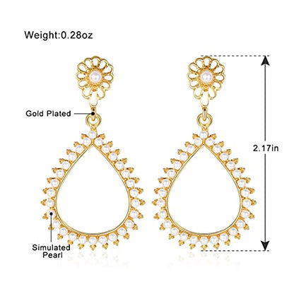Flower Teardrop Bridal Wedding Dangle CZ Earrings in Silver/Gold Tone for Women Girl Bride Gift … - color: Fashion style 6
