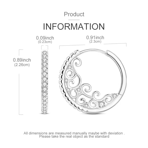 Parmuz 925 Sterling Silver Earrings Hoops for Women Ladies Simple Lightweight Twisted Medium Hoop Earrings With Cubic Zirconia Hypoallergenic Jewelry for Her - color: white