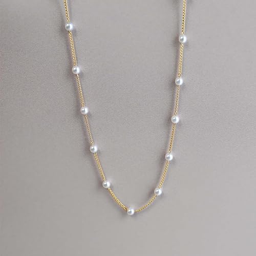 Aisansty Dainty Layered Choker Necklaces Handmade Coin Tube Star Pearl Pendant Multilayer Adjustable Layering Chain Gold Plated Necklaces Set for Women - color: Gold, style: Gold Pearl&Disc