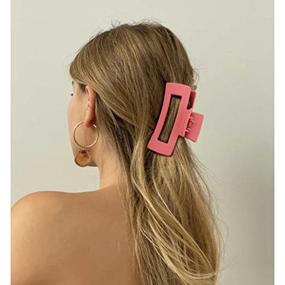 Canitor Pink Hair Clips Set for Women - 4PCS Matte Rectangular Claw Barrettes, Non-Slip Large Clips for Thick Hair, French Design - color: pink series