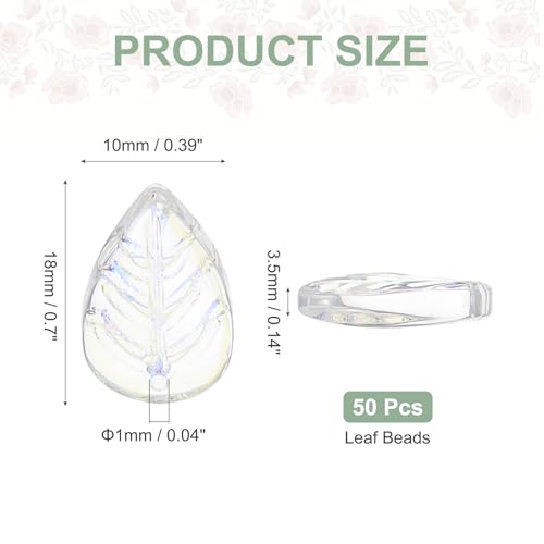 PATIKIL Leaf Beads, 50Pcs Crystal Translucent Czech Glass Beads for DIY Jewelry Making Bracelets Necklace, Gradient AB - color: Gradient AB