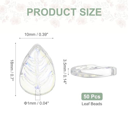 PATIKIL Leaf Beads, 50Pcs Crystal Translucent Czech Glass Beads for DIY Jewelry Making Bracelets Necklace, Gradient AB - color: Gradient AB
