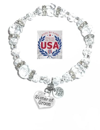 Hidden Hollow Beads Women's Crystal Stretch Charm Bracelet Handmade USA Inspirational Friendship Gift Jewelry for Her - style: Sister Of The Groom