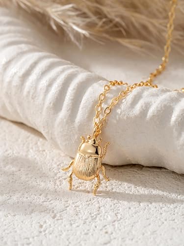 Baydurcan Dainty Gold Necklace for Women Ankh Mom Jesus Sun Star Necklace | 14K Gold Plated Pendant Necklaces Gifts for Friends Sister Mother, Birthday, Christmas, Graduation, Inspirational Gifts - style: Scarab