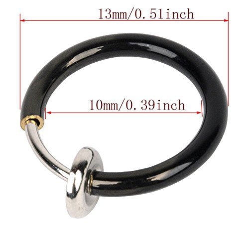 yueton 10 Pairs Non - Piercing Fake Spring Septum Nose Lips Ear Ring Hoop Clip On