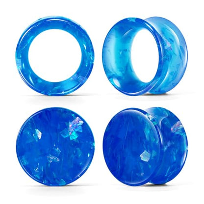 2 Pairs Matched Set Gauges for Ears Flesh Tunnels Kits Plugs Earrings Blue Acrylic Ear Expander Stretchers Piercing. - color: Y6636L, size: 5/8"(16mm)